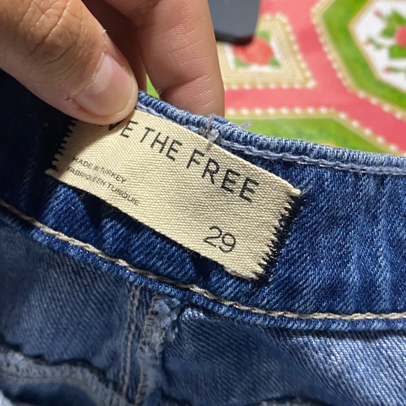 Free People Westward Denim Barrel Baggy Embroidered Jeans Shells Sea Seashell 29 - Picture 5 of 6